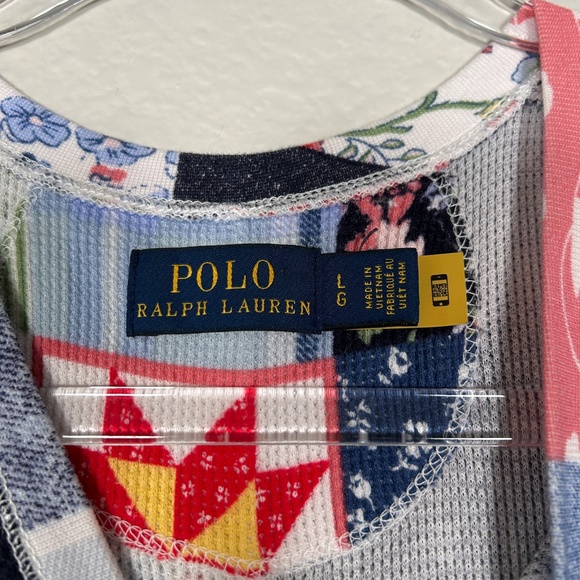 Polo Ralph Lauren size L maxi dress patchwork print waffle knit sleeveless - Picture 11 of 14